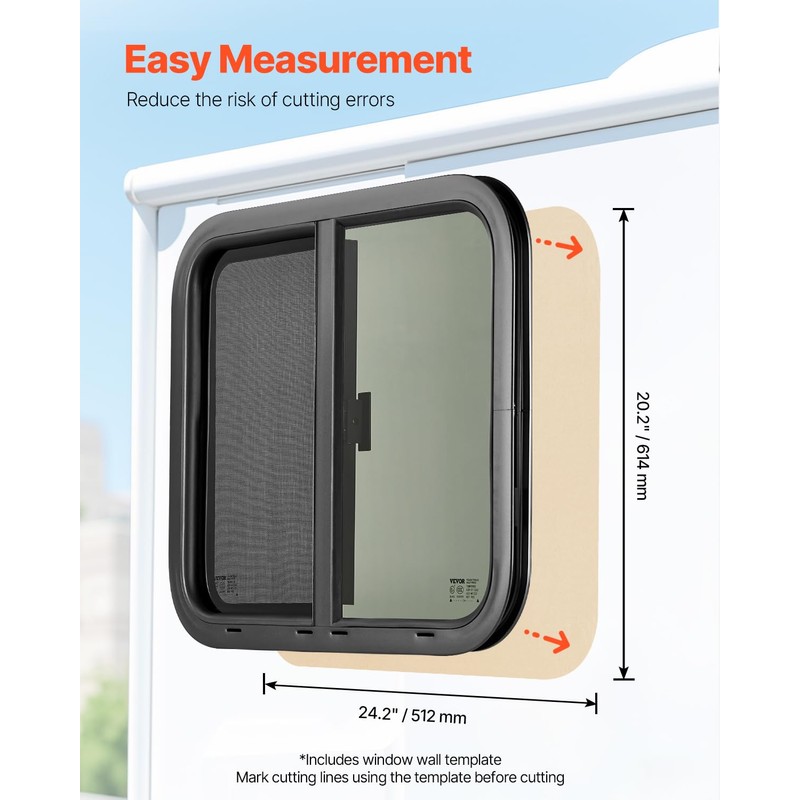 VEVOR Horizontal RV Window, 24" W x 20" H Tinted