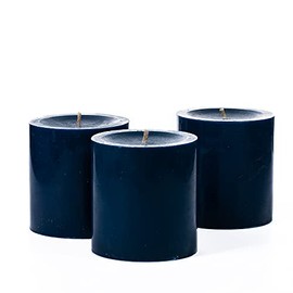 Richland Set of 3 Navy Blue Pillar Candles 3" x 3" Unscented for Weddings Home Holidays Relaxation Spa Church