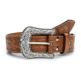 FGSS Western-Belt-for-Women-Cowgirl PU-Leather-Waist-Belts With Vintage-Carved-Buckle and Tips-Ends for Jeans Pants Dresses