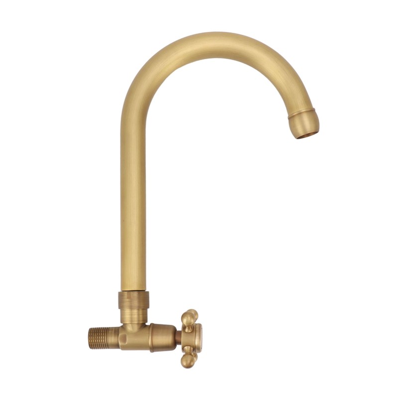 Antique Brass Basin Faucet with Cross Knob Single Handle Faucet