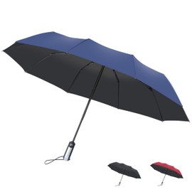 KISUOMAOYI Compact Travel Umbrella - Automatic Windproof Umbrella for Rain & Sun with UPF50+ Protection, Auto Open and Close Folding Lightweight 10 Ribs Wind Resistant Umbrella For Men & Women(Blue)