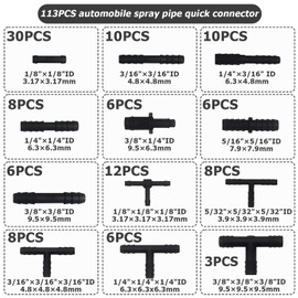 113 Piece Hose Connector Assortment Black: HOMURY Hose Connector Set Black T Piece Connector Hose Connector Set Reducer Set Accessories for Easy Garden Hose Connection