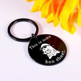 Boo Basket Gifts for Her Him Spooky Keychain Stuffers for Women Men Christmas Stocking Stuffers for Teen Boys Girls This is Some Boo Sheet Keychain for Son Daughter Birthday Valentines Gift for Friend