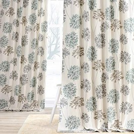 HPD Half Price Drapes PRTW-D05-84 Printed Cotton Curtain (1 Panel), 50 X 84, Allium Blue Gray