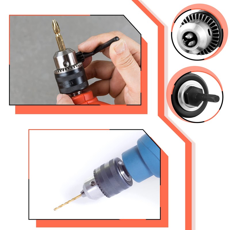 Lothee 6 Pcs 1/2-20unf Mount 1.5-13 mm Capacity Drill Chuck