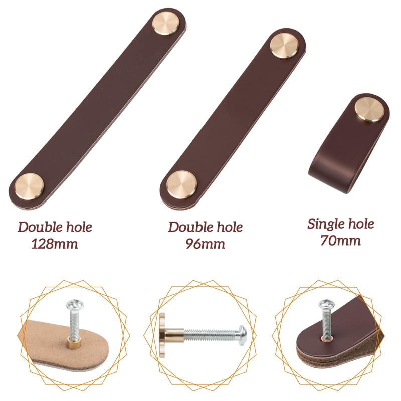 LEREATI 4 Pack Leather Drawer Pulls Gray Cabinet Handles Single