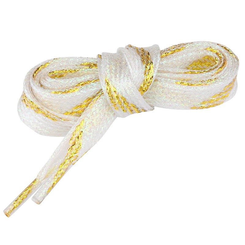 [Allegra K] Shoelaces, Flat, Metallic, Flat Laces, Shiny, gold, 130