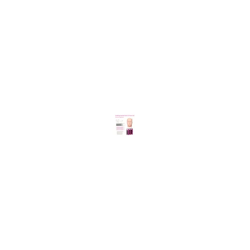 Kit Práctica Extensión Pestañas Rosa Curva C Maniquí Pinzas Cepillos