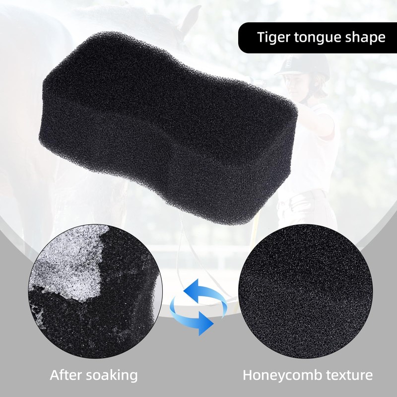 Horse Grooming Kit - 3 Pcs Black Sponges for Cleaning,