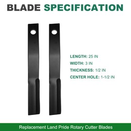 JSXDNWYJ Replacement Land Pride Rotary Cutter Blades, 820-198C Lawn Mower Blades and Compatible Rotary Replacement Blades for Brush Mowers RCF2060 RCR1560 RCR1260 RCR1860 RCR2512CTR (2-Pack)