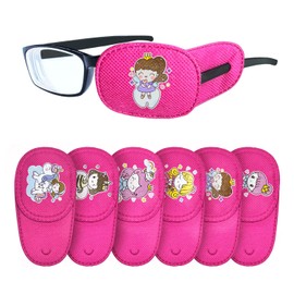 6PCS Eye Patch for Kids Girls Boys Colorful & Soft Eye Patch for Glasses Lazy Eye Patches for Left or Right Eyes More Styles (to Cover Left Eye, Pink-Little Princess)