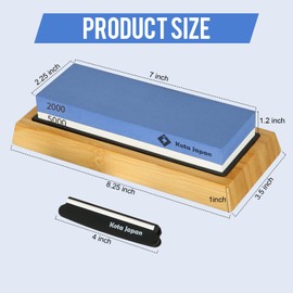 Kota Japan Combination Dual Sided 2000-5000 Grit Diamond Knife Sharpener Whetstone Set for Coarse Sharpening & Fine Polishing. Water Stone Kit | Adjustable Bamboo Holder Base | Precision Blade Guide