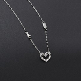 Yifnny Open Heart Necklace,Tiny Cute Heart Pendant Necklace Cubic Zirconia Heart Necklace Open Heart Pendant Chain Necklace for Women Mother's Day Gifts (Style 9 Silver)