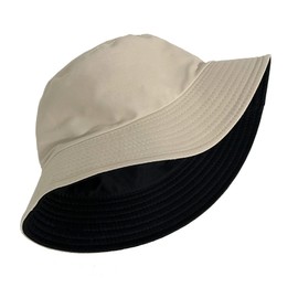 NPJY Reversible Bucket Hat for Women Men Cotton Summer Sun Beach Fishing Cap Small-Medium （Size: 22-22 3/4） Black/Beige