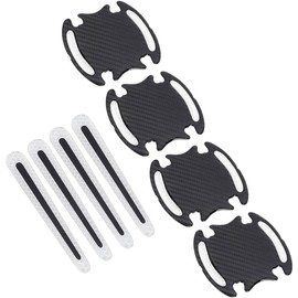 Pack of 8 Car Door Handle Scratch Protection, Universal Car Door Handle Cup Protective Film, Carbon Fibre Car Door Handle Cover, Anti-Scratch Car Sticker, Suitable for Cars, Trucks, SUVs, Black