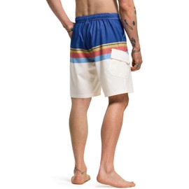 TSLA Men's Swim Trunks, Quick Dry Swimming Beach Board Shorts, Lightweight Swimwear Bathing Suits with Pockets, No Liner/Flow Parchment, 38
