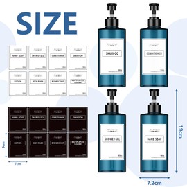 Anhow Set of 4 500 ml Soap Dispenser, Empty Shower Gel Dispenser with 16 Category Labels for Shower/Kitchen/Bathroom - Blue