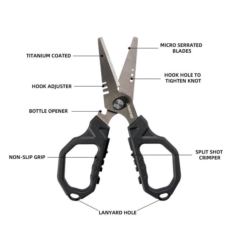 SeaKnight 6.4" Fishing Shears Dual Serrated Blades, Fishing Braided Line