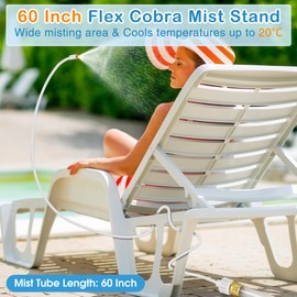 Dunkive Hose Misters for Outside Patio, 60 Inch Flexible Standing Mister Portable Garden Misters for Cooling Outdoor, Hose Misting System for Backyard, Bird Bath, Water Mist Playing (White)