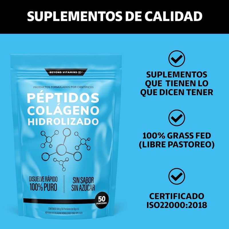 Péptidos Colágeno Hidrolizado Tipo I III Beyond Vitamins