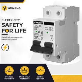 YQBYJING DC Circuit Breaker 20 Amp Solar Panel Disconnect Switch 12V-500V 2 Poles Miniature Solar Circuit Breaker for Outdoor PV Homes Battery, AC 110V DIN Rail MCB