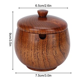 Tomotato Wooden Seasoning Spice Jar, Sugar Bowl Pepper Seasoning Container Condiment Pots with Lid for Home Kitchen Restaurant(Brown)