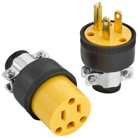 Extension Cord Electrical Wire Repair End 15 Amp, 125 Volt | 4 Sets Male Female 3-Prong Grounding Replacement Connectors Set | Safety-Rated Connection | Triple-Drive Screws for Easy Installation.