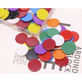 Shapenty 3/4Inch / 19mm Small Plastic Learning Counters Disks Chip Counting Discs Markers for Math Practice and Poker Chips Game Tokens with Storage Box, 9 Colors, 135PCS