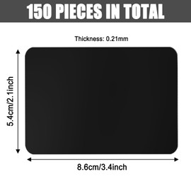 Pack of 150 Metal Business Cards, 86 x 54 x 0.45 mm Blanks Engraved Business Cards, Metal Cards, Aluminium Business Cards, Waterproof Aluminium, Suitable for Office and DIY Gift Cards, Black