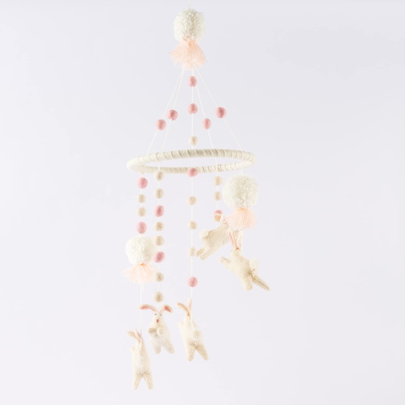 Mud Pie Nursery Crib Bunny Mobile, White