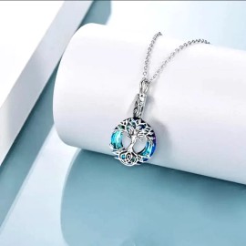 Fashion Jewelry CELTIC TREE LIFE URN ASHES Pendant on 18" 925 Plated Sterling Silver Necklace