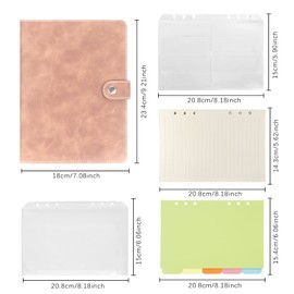 Skycase Ring Binder A5, A5 Binder Notebook Folder Portfolio, 6 Holes Loose Leaf Binder PU Leather, Ring Binder Planner, Ring Binder DIN A5 Diary Ring Binder Cover with Filling Paper/Binder