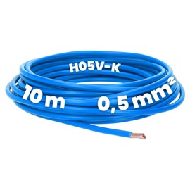 Kalitec 10 Metres H05V-K 0.5 mm² Blue I Cable 0.5 mm² as Wiring Cable I Flexible Core Cable PVC Single Core I Stranded I Switch Wire