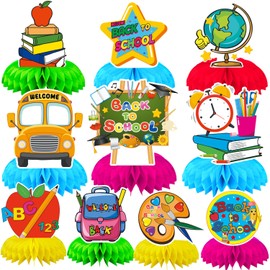 DTOFOOT 10Pcs Back to School Decorations,Welcome Back to School Honeycomb Centerpieces for Table Ready to School Table Decorations First Day of School Table Decor for School Classroom Party Favors