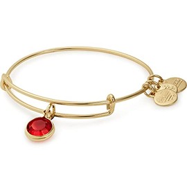 Alex and Ani Birthstones Expandable Bangle for Women, Light Siam Crystal Charm for July, Shiny Gold Finish, 2 to 3.5 in