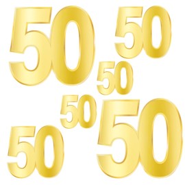 Beistle 12 Piece Gold Cardstock Paper Happy 50th Birthday Party Decorations Cut Outs for Home and Office