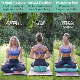 NOLAVA Round Zafu Meditation Cushion 15"x 6" - Natural Buckwheat Yoga Bolster Pillow or Buddhist Seat for Floor Meditation Compatible with Nolava App - 100% Cotton - Mindfully Calming Colors, Unisex