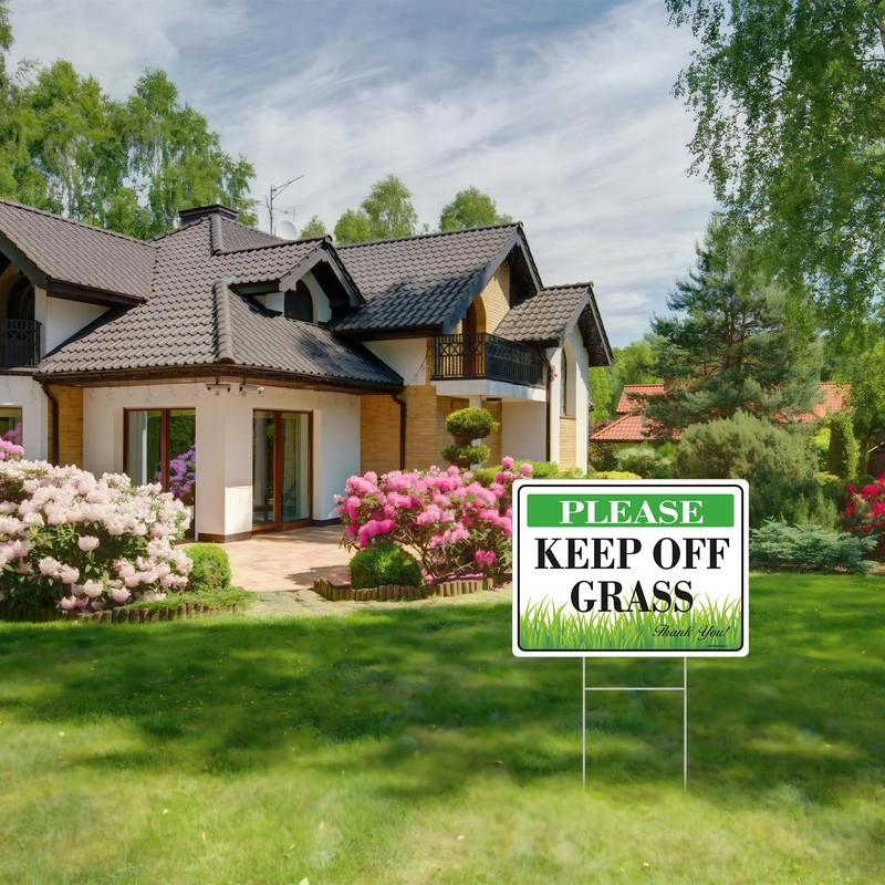 2 Pack Keep Off Grass Sign with Stake, 12.6"x9.5" keep