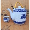 Large Teapot Blue and White Porcelain 64 OZ