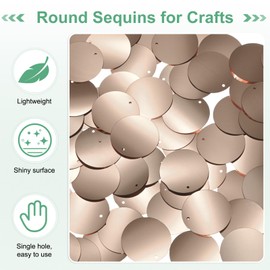 M METERXITY 288-Pack Flat Round Sequins for Crafts, 80g 30mm Loose Sequins Paillettes for Wedding/Sewing/DIY Craft, PVC Spangles with 1 Side Hole [Champagne]