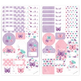 Big Dot of Happiness Beautiful Butterfly - Assorted Floral Baby Shower or Birthday Party Gift Tag Labels - to and from Stickers - 12 Sheets - 120 Stickers