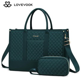 LOVEVOOK Christmas Laptop Tote Bags for Women, 15.6-17.3 inch Laptop Work Bags with Clutch Purse, Womens Briefcase for Travel, Teacher, Doctor, Nurse and Chic Woman - Color: Dark Green, size: 15.6‘’
