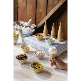 Now Designs Flora Stoneware Sundae Bar Bowls, Set of 6, 4 oz
