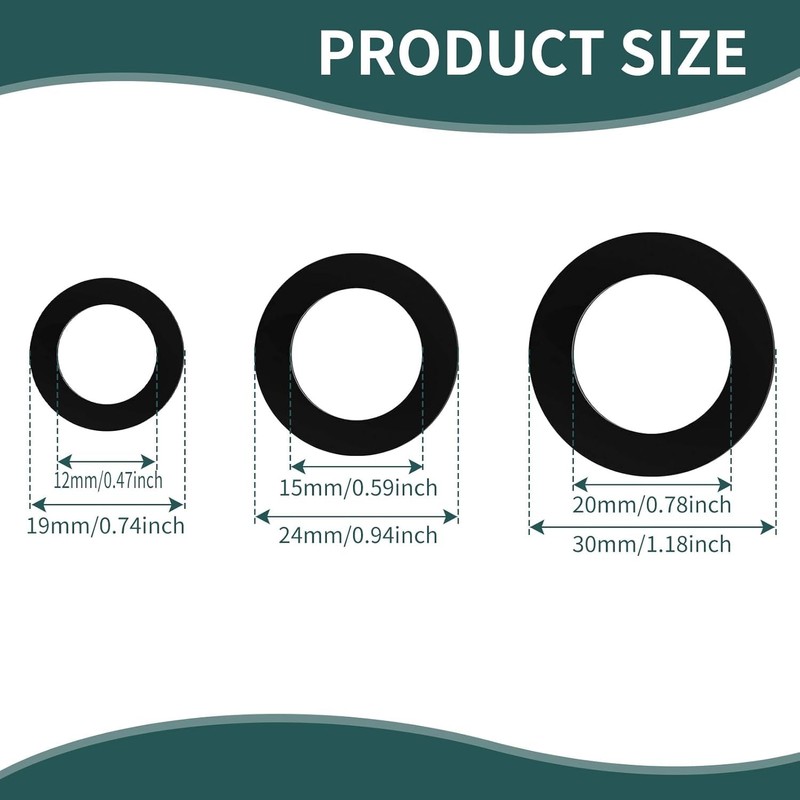 Rubber Hose Washer, 24pcs Plastic Flat O-ring Gasket, Tap Sealing