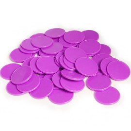HAKITAROOM Set of 100 Opaque Plastic Learning Counters Mini Poker Chips Game Tokens with Storage Box (Purple, 1 Inch)