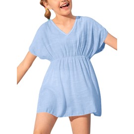 Fommykin - Traje de baño para niñas, 10-12 años, Azul Cielo, Casual, Fiesta, Baño