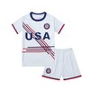 GEREISHIRE United States USA Flag Sports Youth Kids Minikit Kit Shirt Shorts Set (White, AGE 7-8)
