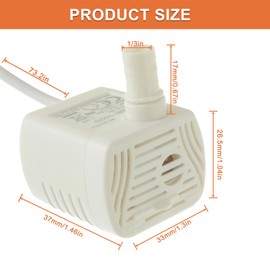 JAMHER Cat Water Fountain Pump Mini Fish Tank Pump Crafts Plant Micro Water Pump Pet Water Fountain Pump Replacement Pump USB-1020 3.5-9V,White