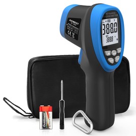 AIOMEST AI-1800 Digital Pyrometer DS 50:1, Touchless Infrared Thermometer Gun for High Temperature Non Contact Measuring -58~3,272℉,Handheld IR Laser Gauge for HVAC Kiln Cooking (NOT for Human Temp)