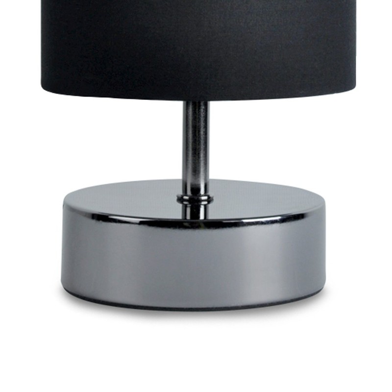 Modern Black Chrome Touch Dimmer Bedside Table Lamp with Polycotton